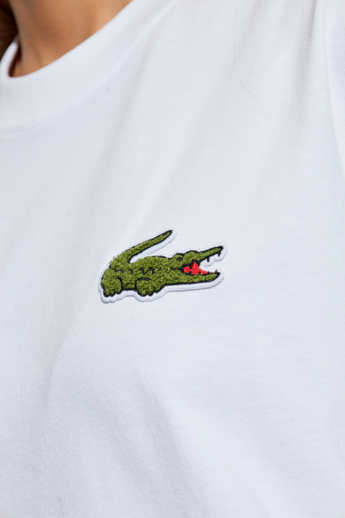 White T - shirt with logo Lacoste - SchaferandweinerShops